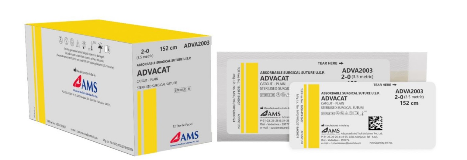 ADVACAT CATGUT CHROMIC 3-0 76CM 3/8 CIR CUTTING SINGLE ARM 45MM